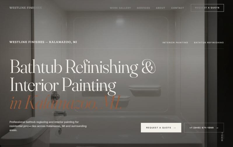 Westline Finishes homepage: bathtub refinishing and interior painting in Kalamazoo, Michigan